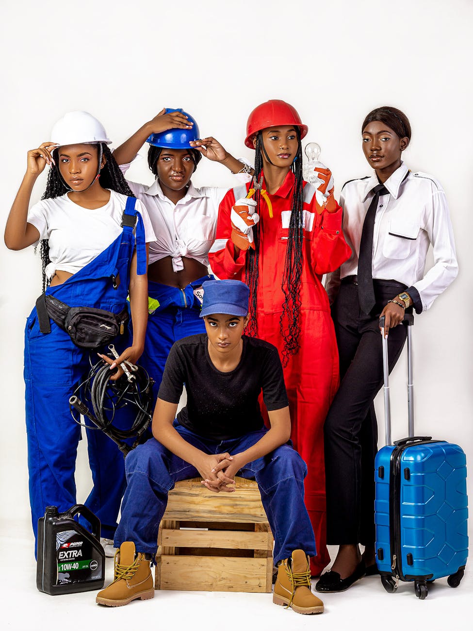 women in different job uniforms